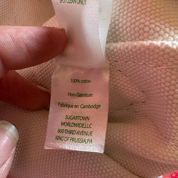 Lilly Pulitzer Canvas Tote Bag Tropical Palm Print Pink Green Beach Bag - Picture 9 of 12